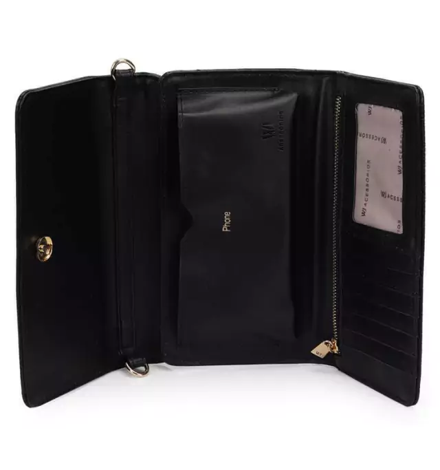 Interior da bolsa feminina WJ 24-46066 com bolso de zíper e forro sintético